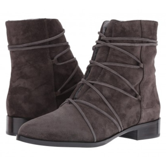 Diane Von Furstenberg Shoes - DVF Jayena Lace-Up Almond Toe Bootie Sheep Fur 6.5